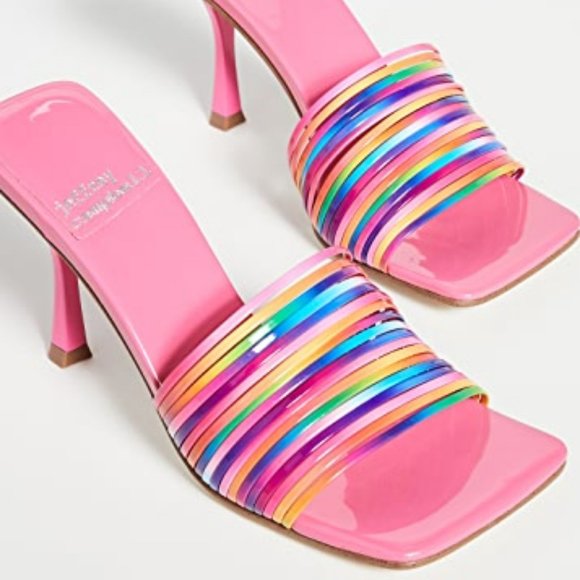 Jeffrey Campbell Shoes - Jeffrey Campbell Square Toe Rainbow Morine Slide Mules Sandals Pink 8